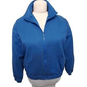 Vintage 90's Blair Royal Blue Zip Up Collar Canvas Bomber Jacket Coat